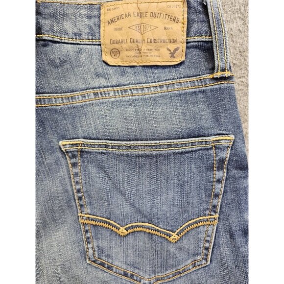 American Eagle Jeans Mens Size 26x28 (27x27) Dark Wash Fade Active Flex Athletic - Picture 4 of 10